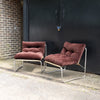 Two 1970s Brown Corduroy Lounge Chairs