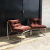 Two 1970s Brown Corduroy Lounge Chairs