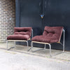 Two 1970s Brown Corduroy Lounge Chairs