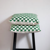 Two Green Geometric Cushions